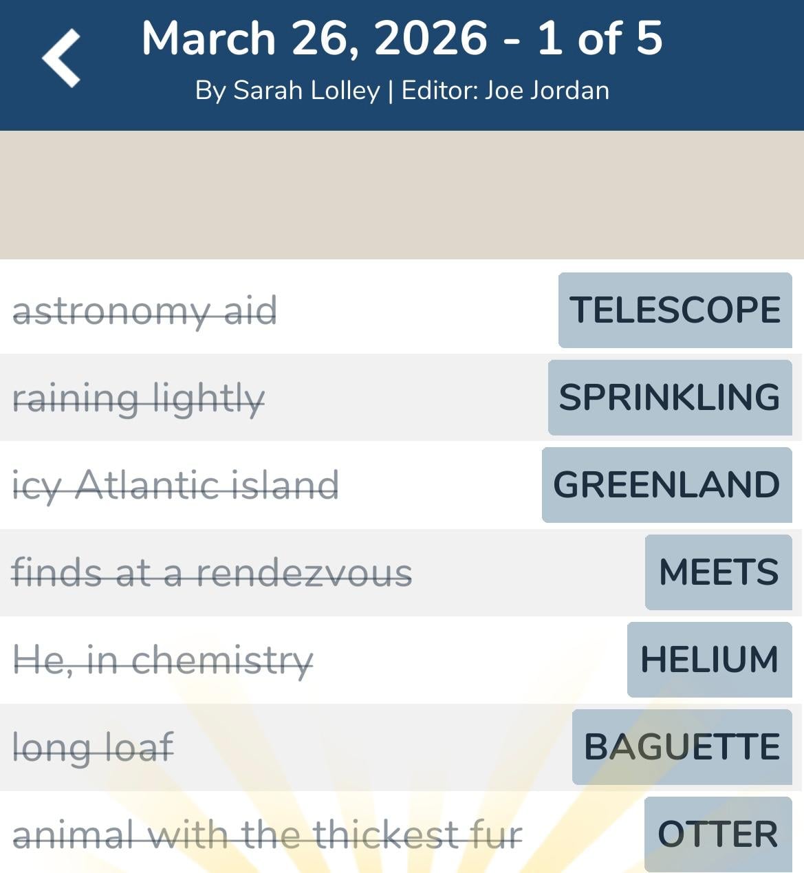 7 Little Words March 26 2026 1