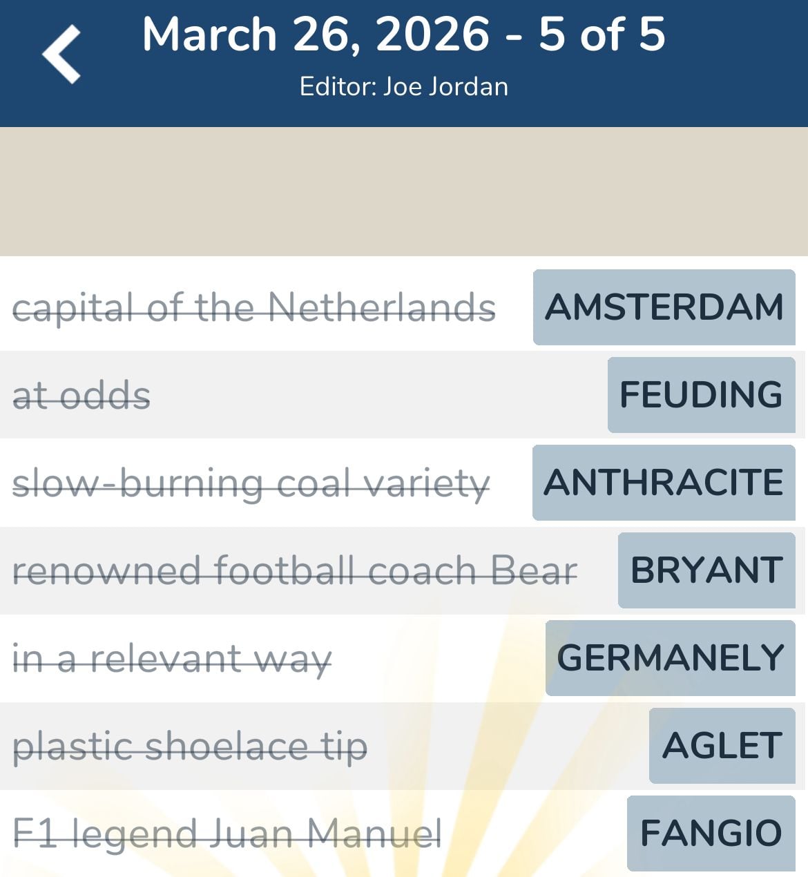 7 Little Words March 26 2026 5