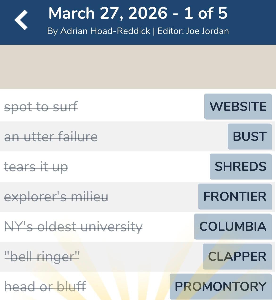 7 Little Words March 27 2026 1