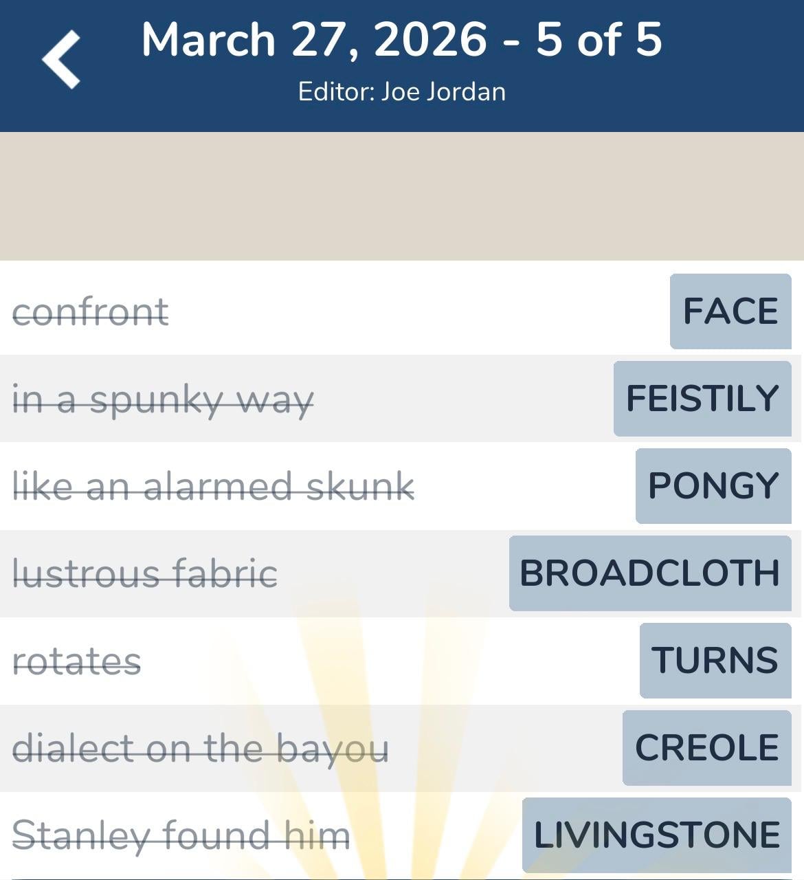 7 Little Words March 27 2026 5