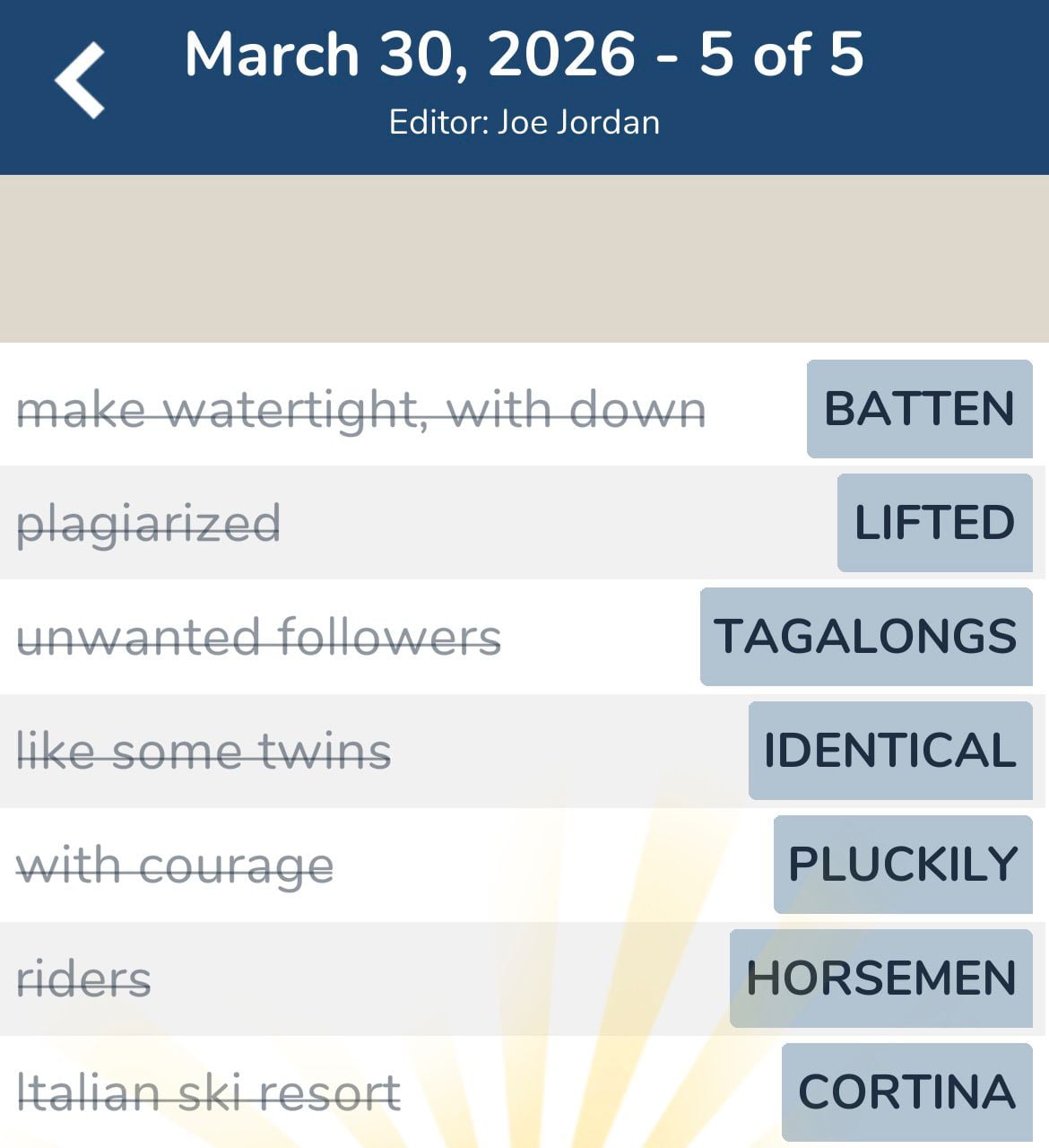 7 Little Words March 30 2026 5