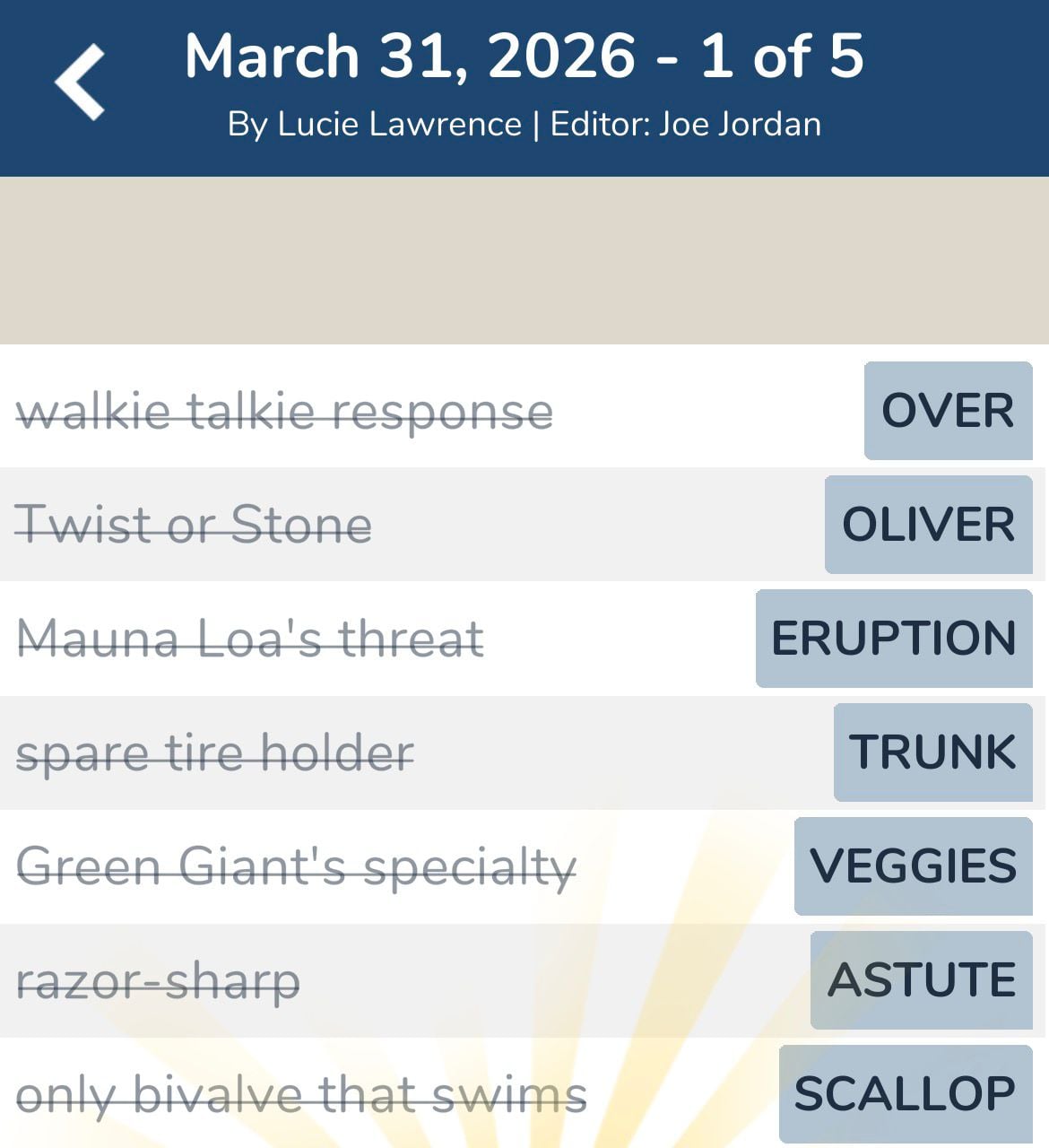 7 Little Words March 31 2026 1 7 Little Words March 31 2026 1