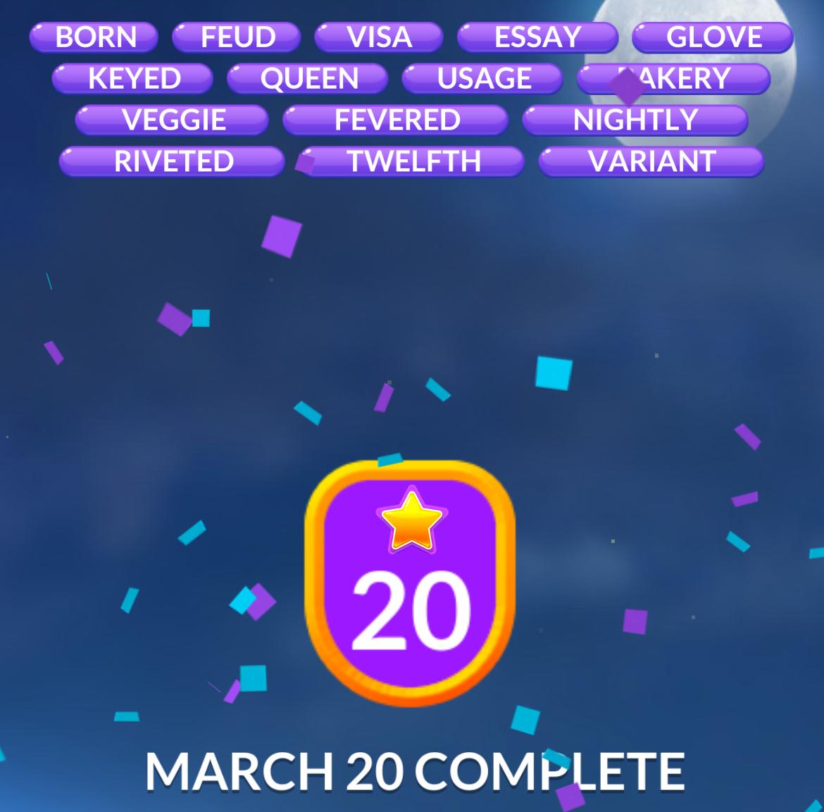Word Stacks Daily Puzzle March 20 2026