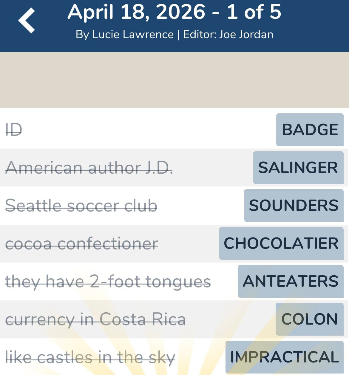 7 Little Words April 18 2026 1