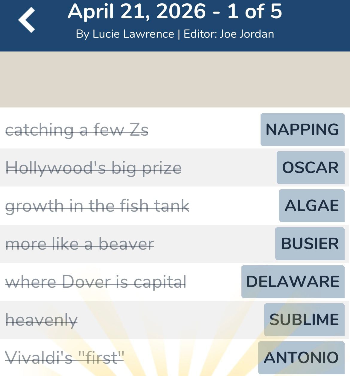 7 Little Words April 21 2026 1