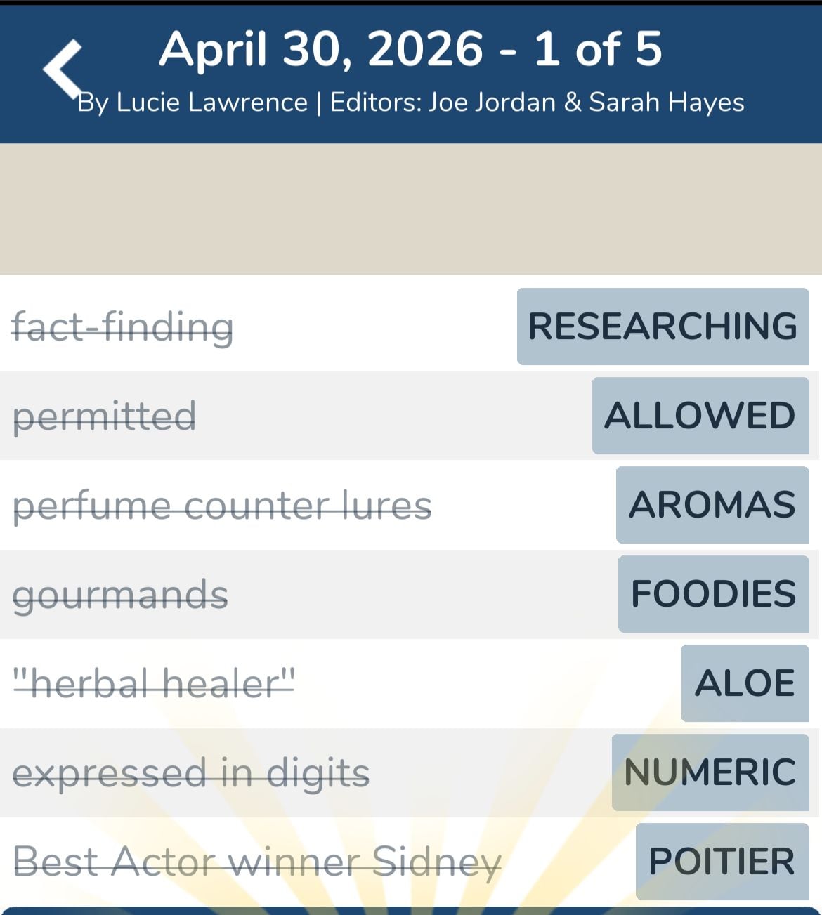 7 Little Words April 30 2026 1