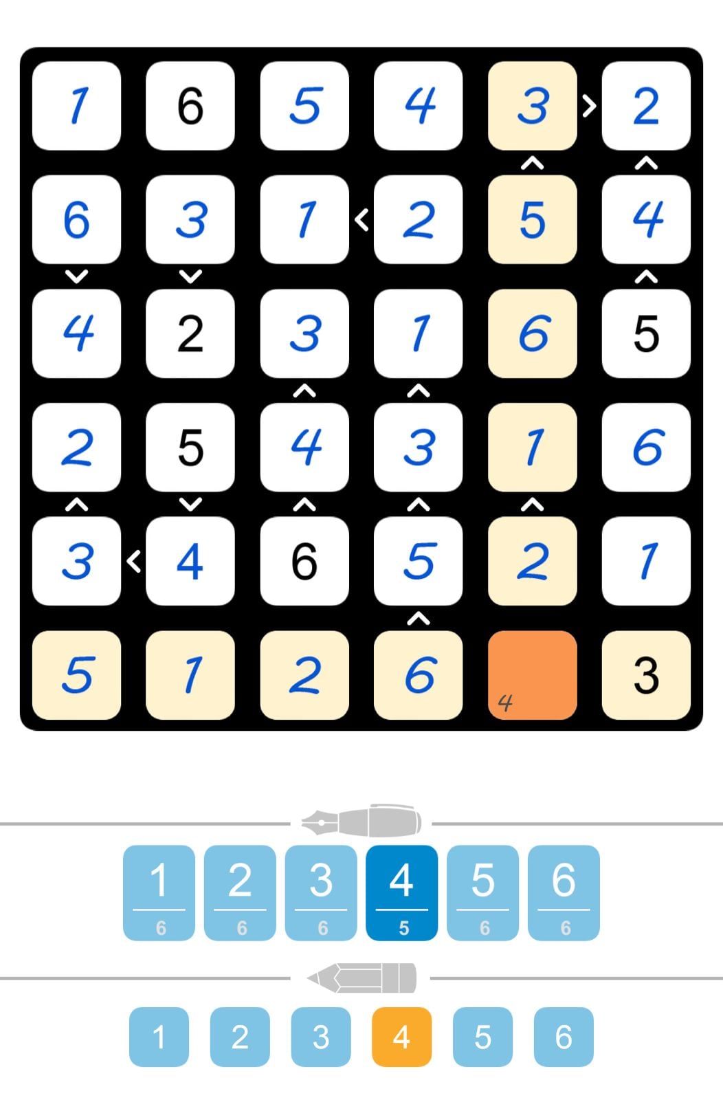 Puzzle Page Futoshiki April 24 2026