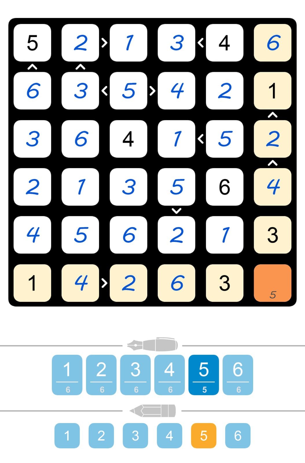 Puzzle Page Futoshiki April 25 2026