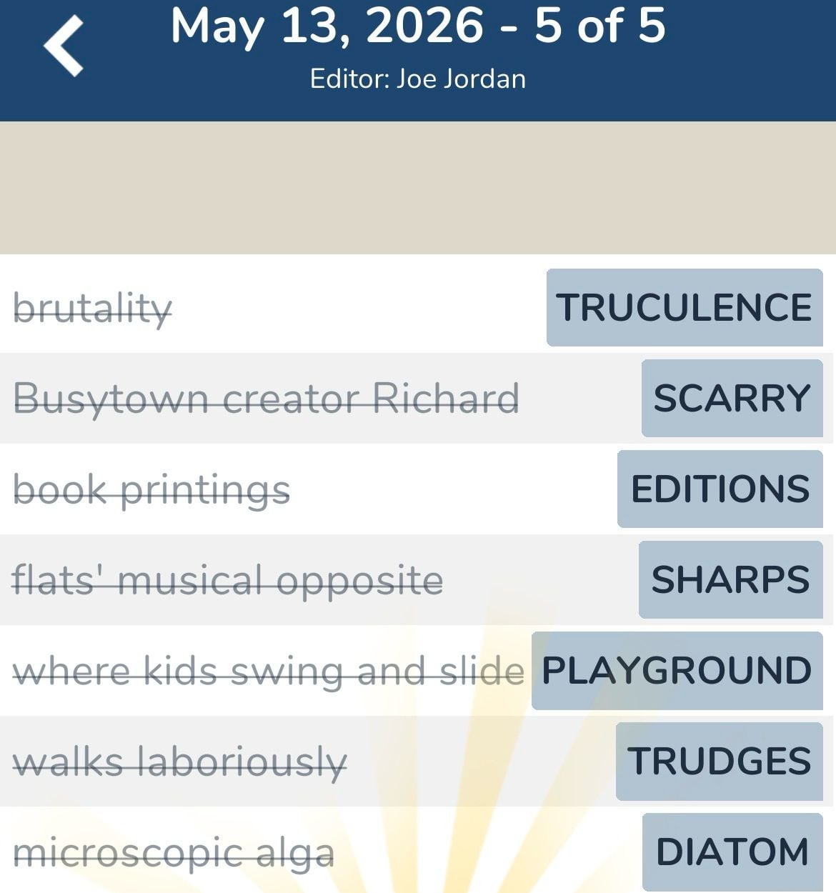 7 Little Words May 13 2026 5 7 Little Words May 13 2026 5