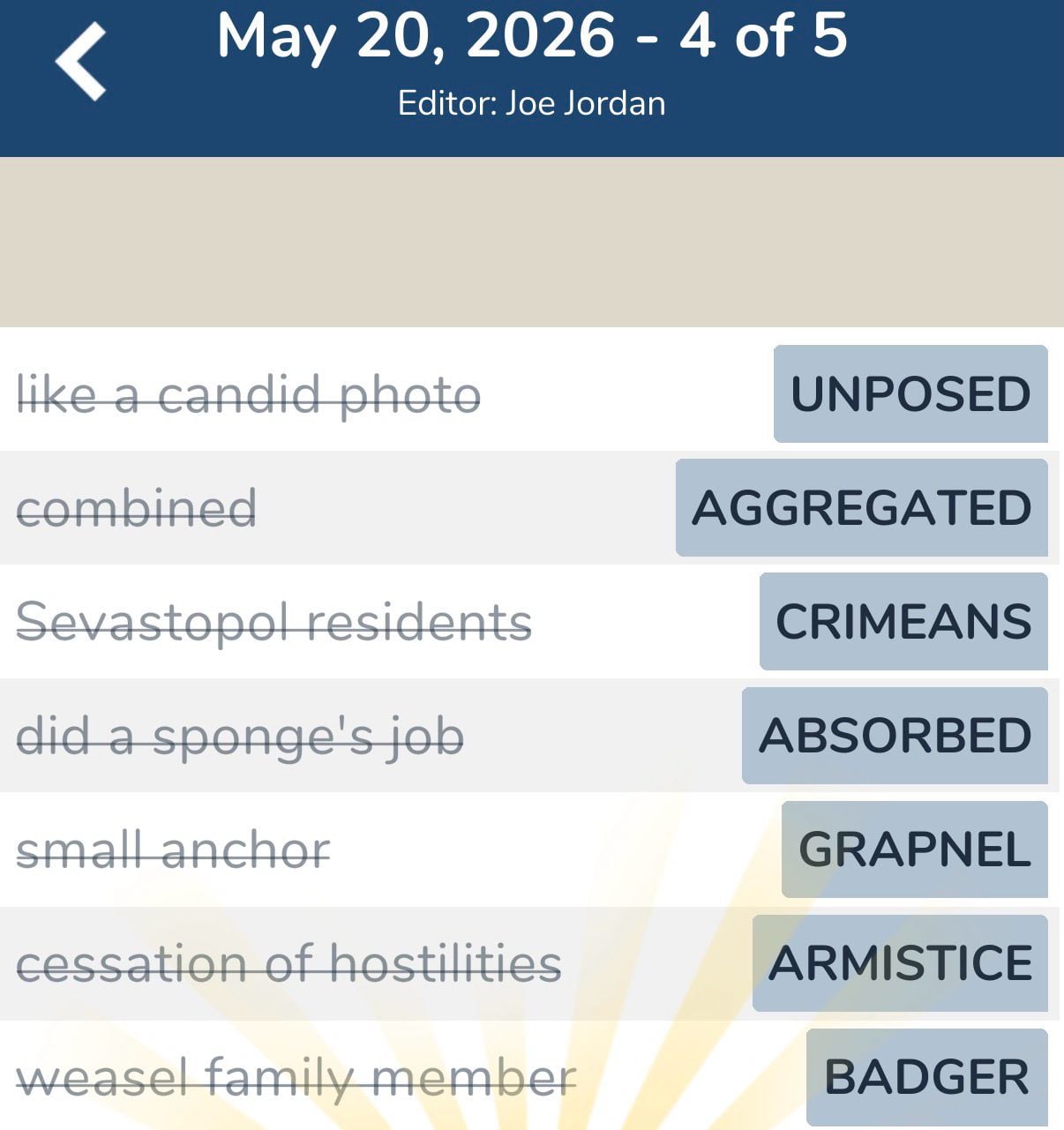 7 Little Words May 20 2026 4 7 Little Words May 20 2026 4
