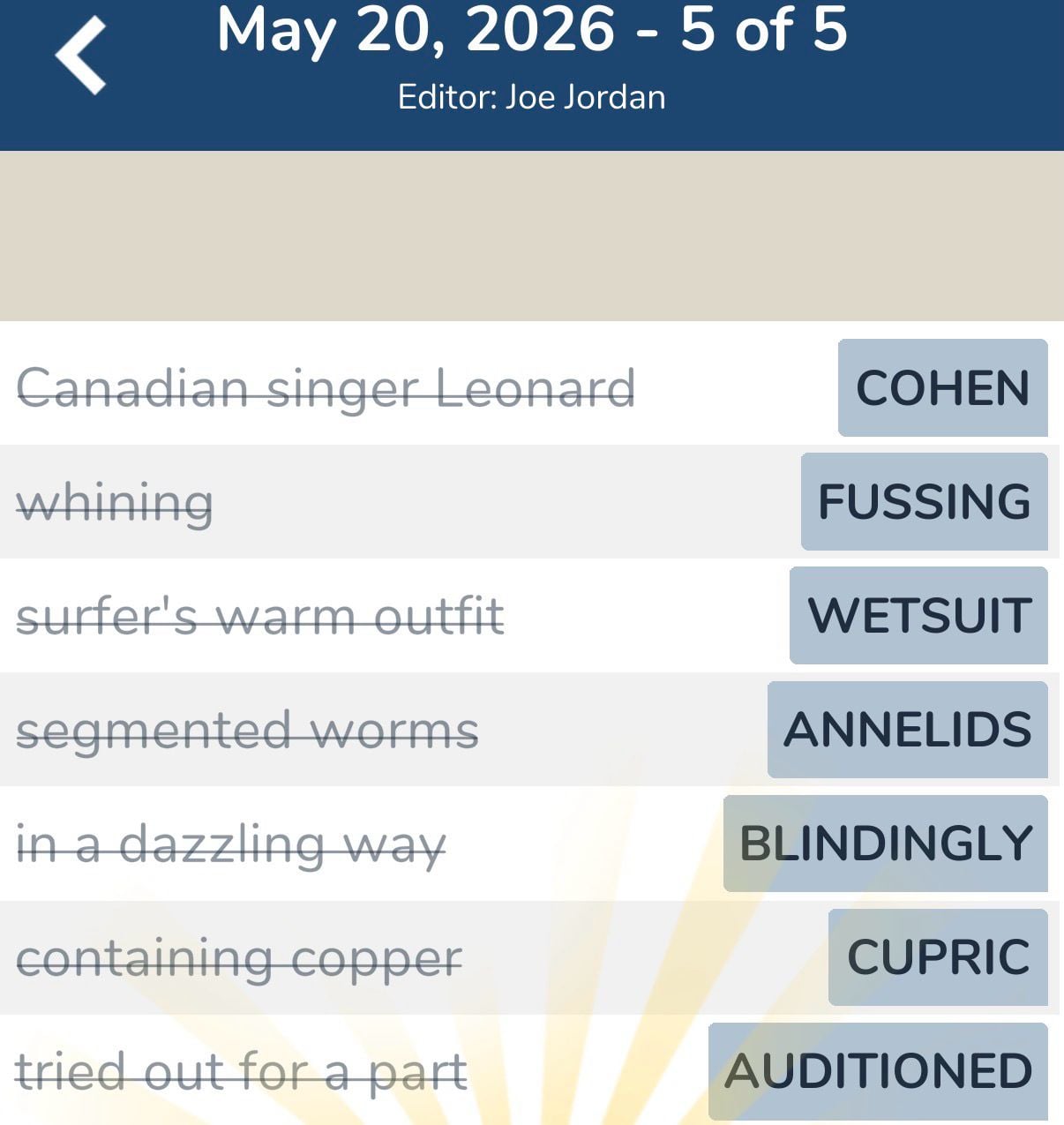 7 Little Words May 20 2026 5 7 Little Words May 20 2026 5