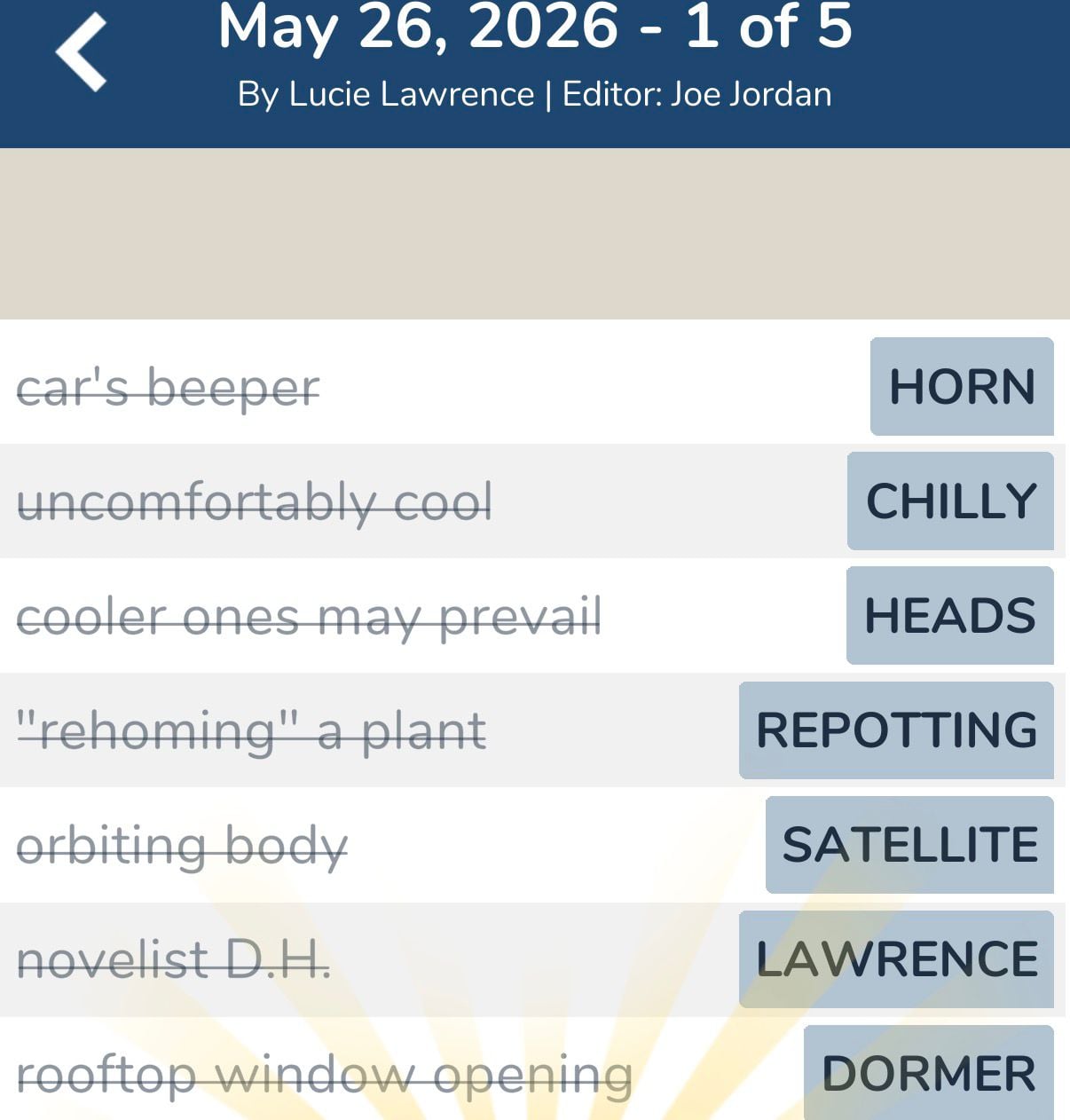 7 Little Words May 26 2026 1 7 Little Words May 26 2026 1