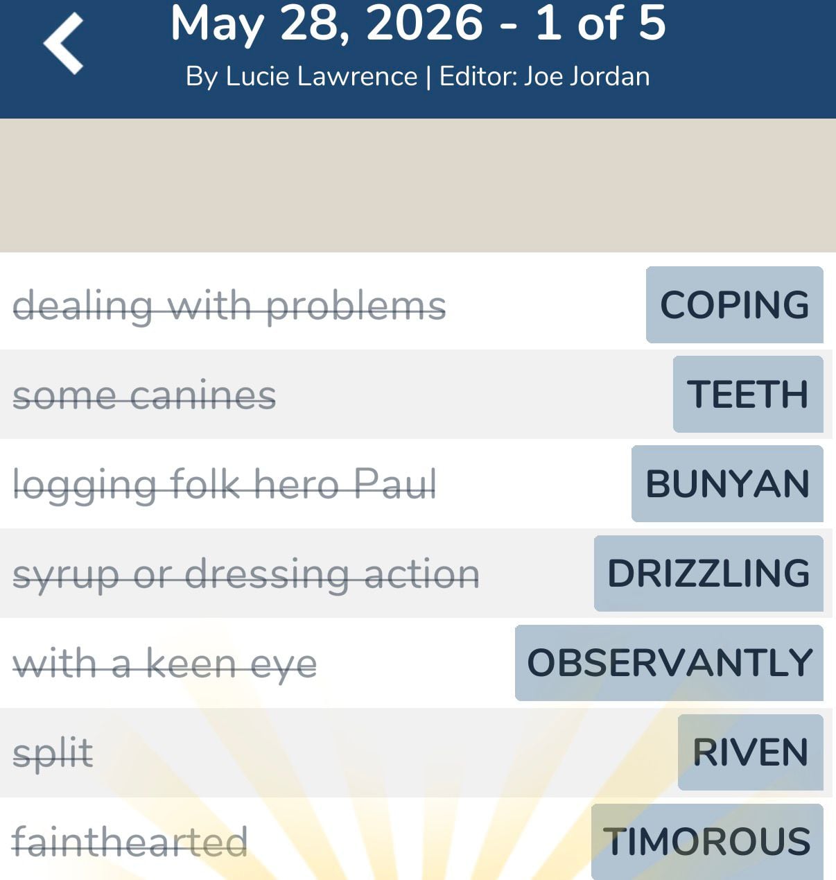 7 Little Words May 28 2026 1 7 Little Words May 28 2026 1