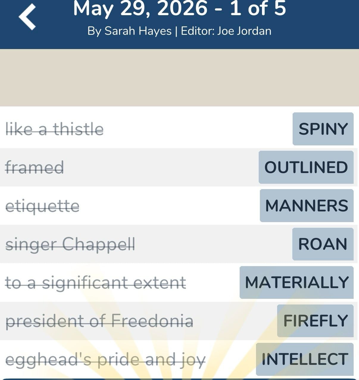 7 Little Words May 29 2026 1 7 Little Words May 29 2026 1