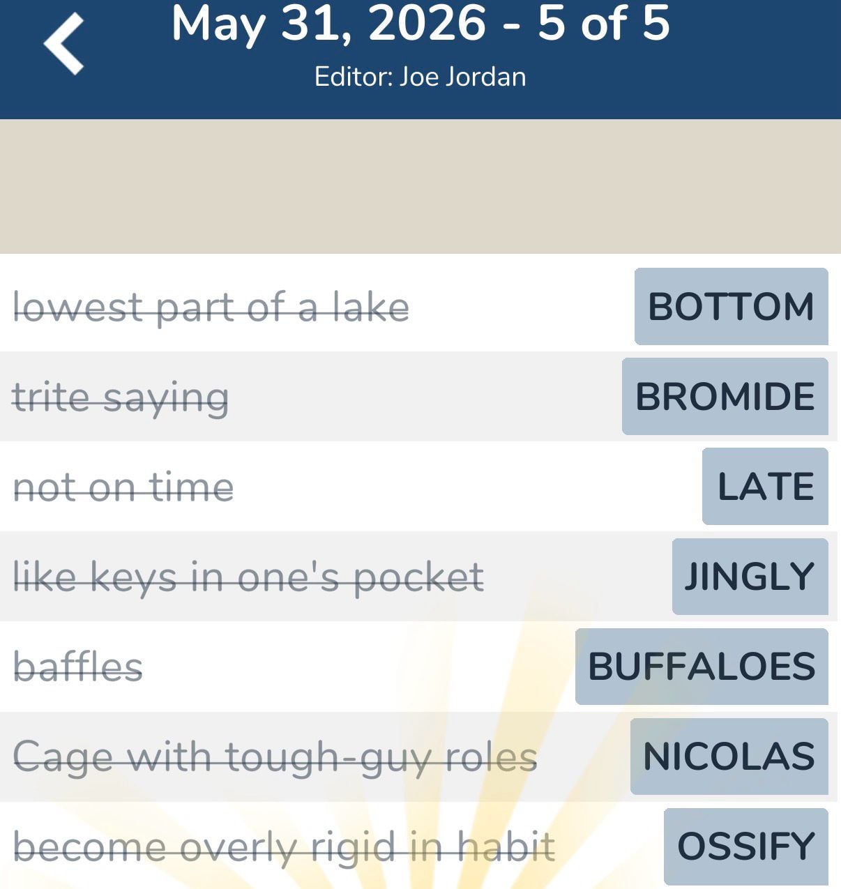 7 Little Words May 31 2026 5