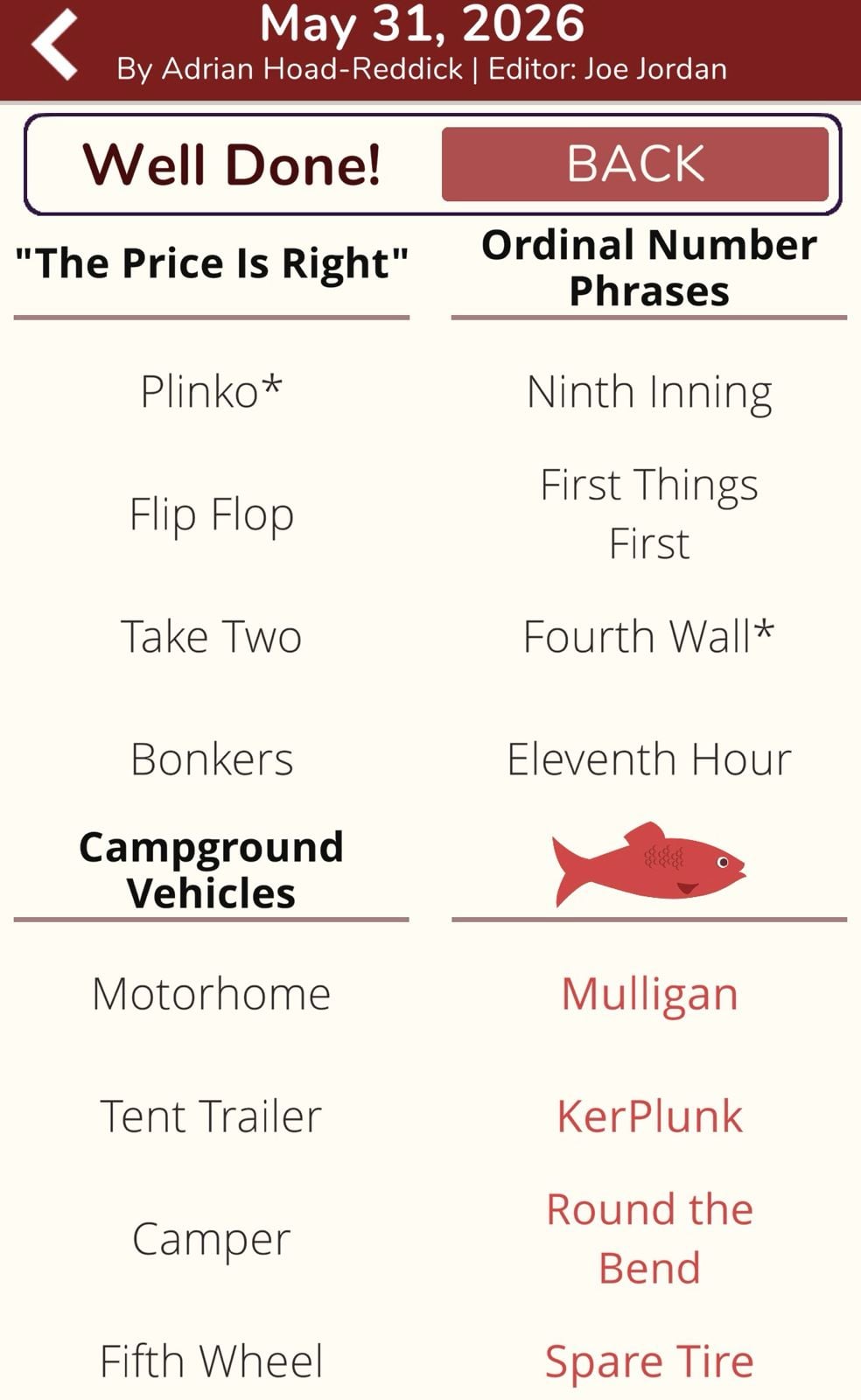 7 Little Words Red Herring May 31 2026