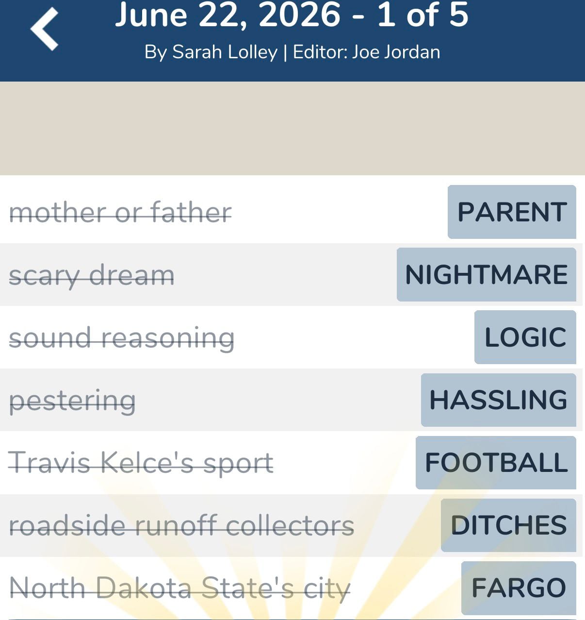 7 Little Words June 22 2026 1