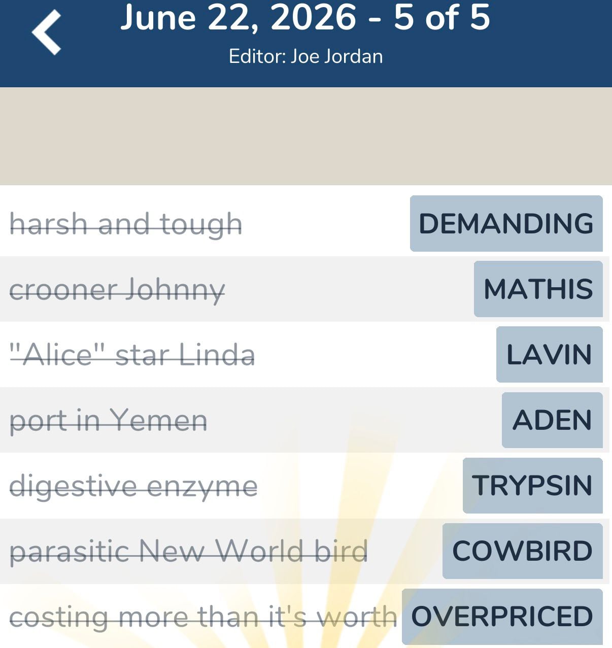 7 Little Words June 22 2026 5