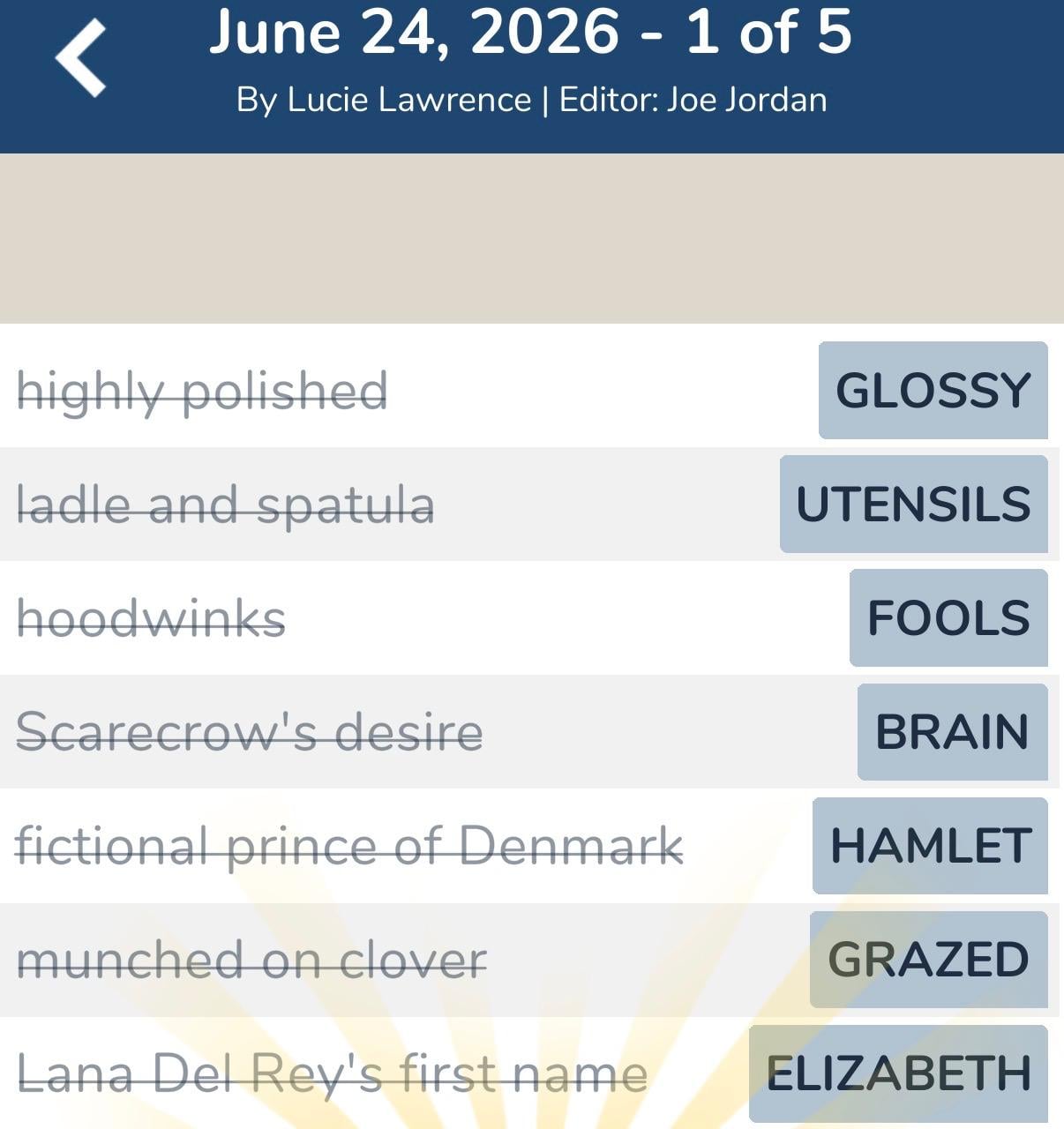 7 Little Words June 24 2026 Answers 1 7 Little Words June 24 2026 Answers 1